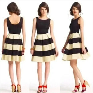 Kate Spade Celina Dress Size 2‎ Ivory Black Striped Fit And Flare Dress NO BELT